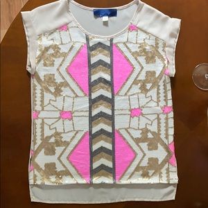 🎊Pretty beige top pink/golden/beige/gray sequins